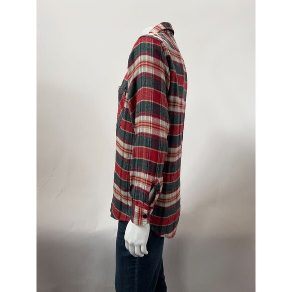 Vintage Red & Green Plaid Button-Up Shirt With Dual Chest Pockets Long Sleeves A - Picture 13 of 16